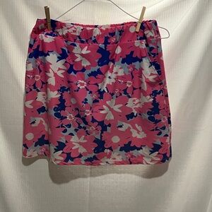 All For Color Pink Blue White Floral Mini Skirt